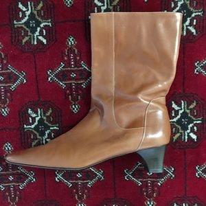 Cole Haan square toe heel zip boot Italy camel 8.5